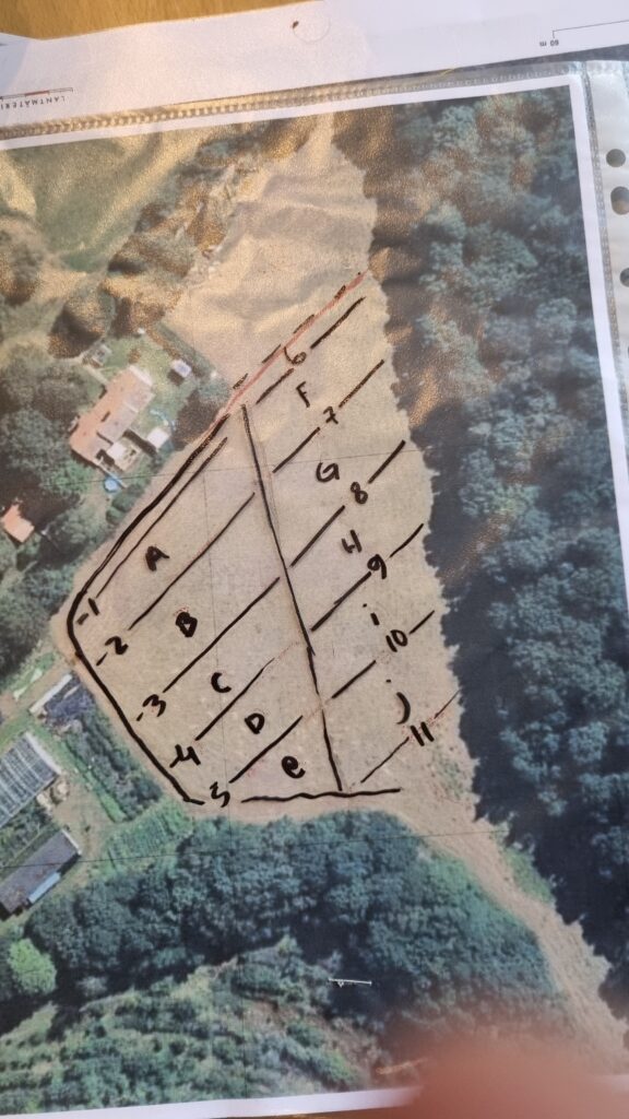 Karta över ytan där vi ska anlägga det nya agroforestrysystemet. 